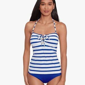 Lauren Ralph Lauren Port Stripe Lace Front Bandini Top NWT Women's size 10